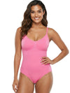 Shapies Brief Bodysuit in pink, front view