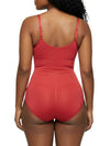 Shapies Brief Bodysuit in red, back view