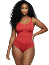Shapies Brief Bodysuit in red, front view