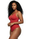 Shapies Brief Bodysuit in red, three-quarter angle view