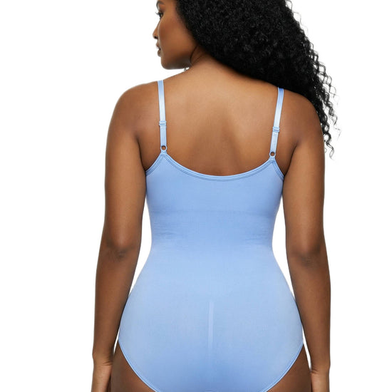 Shapies Brief Bodysuit in sky blue, back view