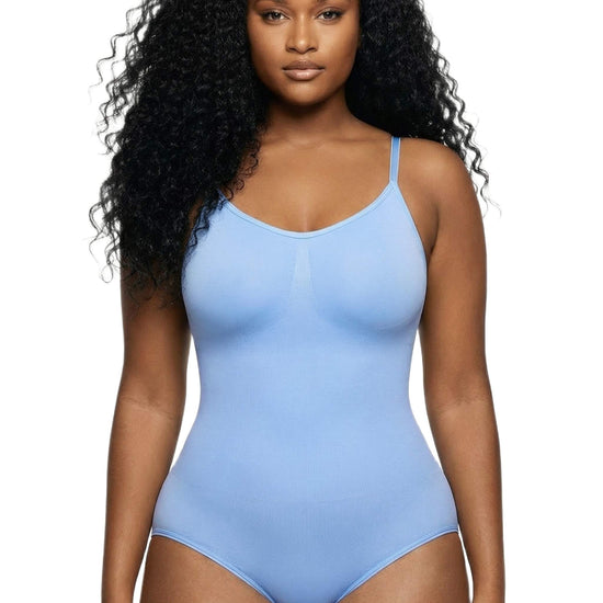 Shapies Brief Bodysuit in sky blue, front view