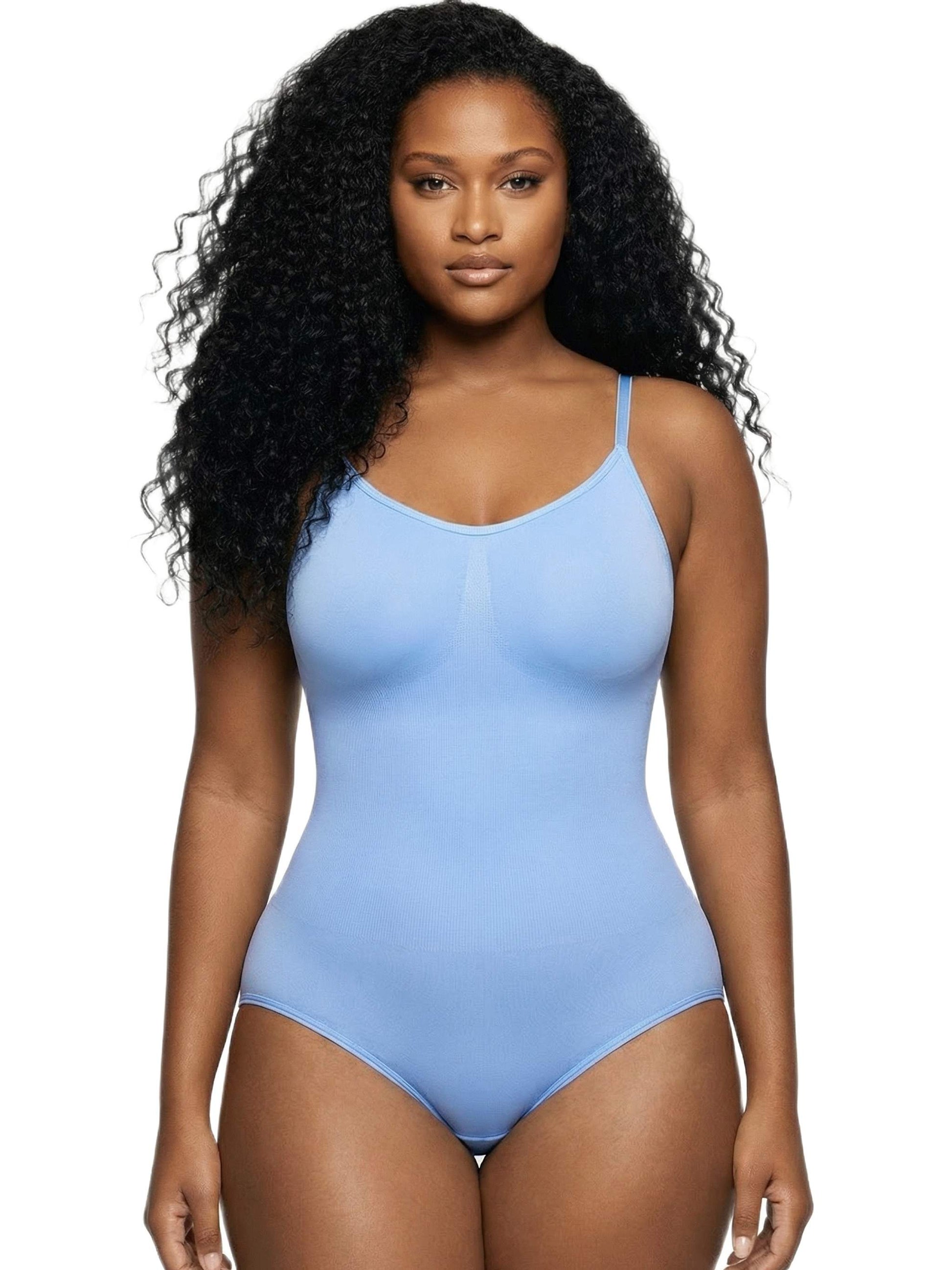 Shapies Brief Bodysuit in sky blue, front view
