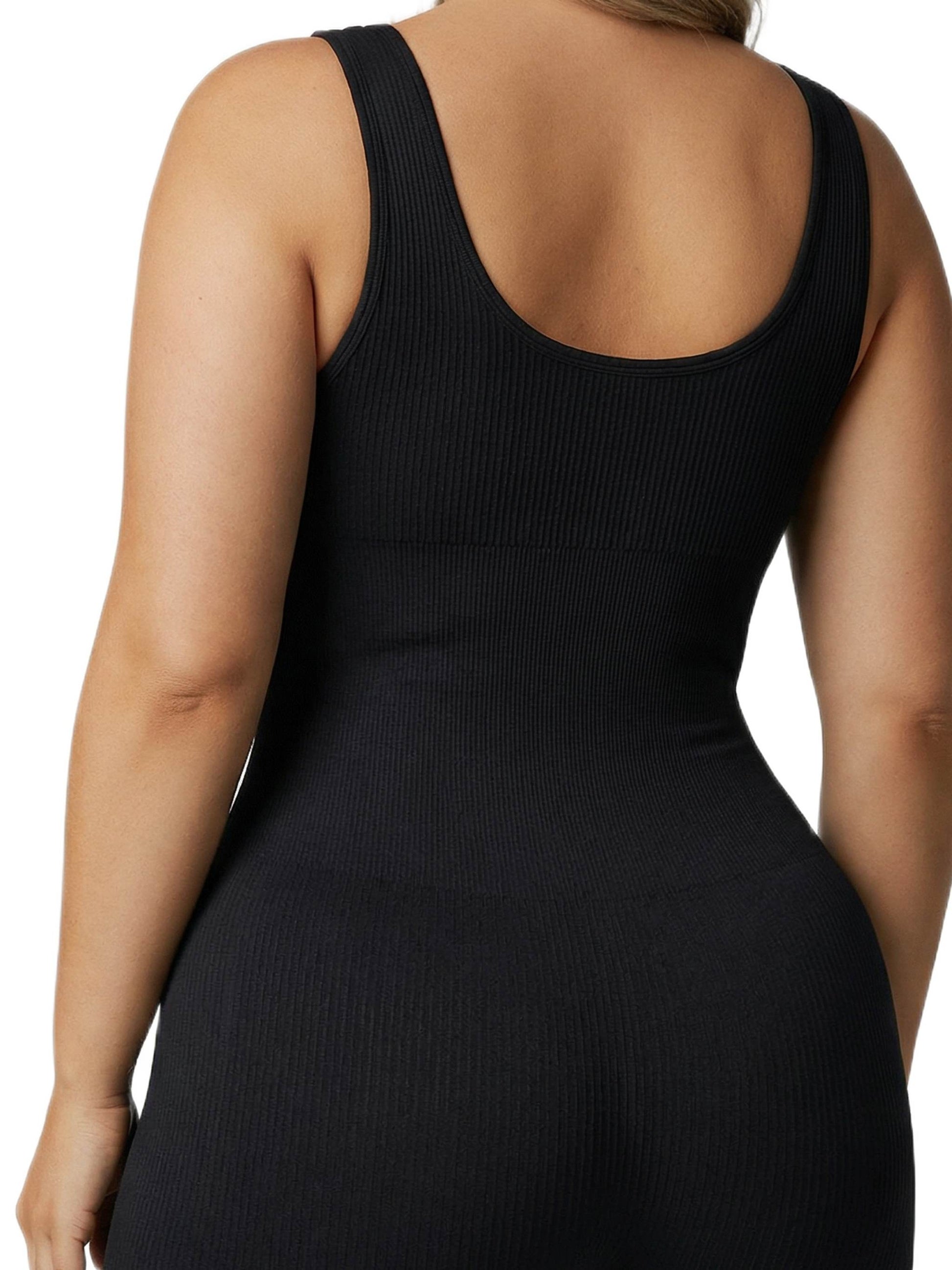 Shapies Full Length Bodysuit in black, close-up detail