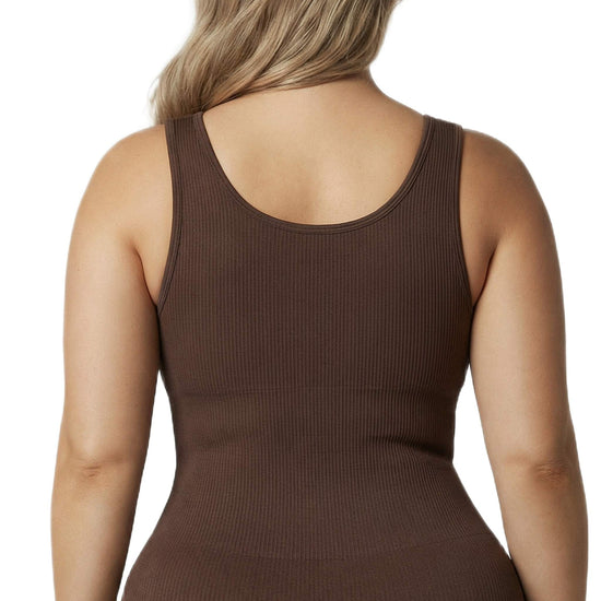Shapies Full Length Bodysuit in brown, close-up detail