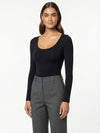 Shapies Long Sleeve Bodysuit in black, front view