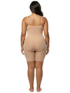 Shapies Mid-Thigh Bodysuit in beige, back view