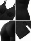 Shapies Mid-Thigh Bodysuit in black, multi-angle collage