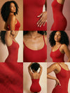 Shapies Shaping Dress in red, multi-angle collage