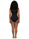 Shapies Ribbed Daily Bodysuit in black, back view