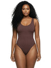 Shapies Ribbed Daily Bodysuit in brown, front view