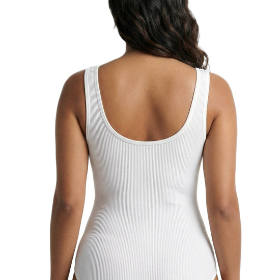 Shapies Ribbed Daily Bodysuit in white, back view