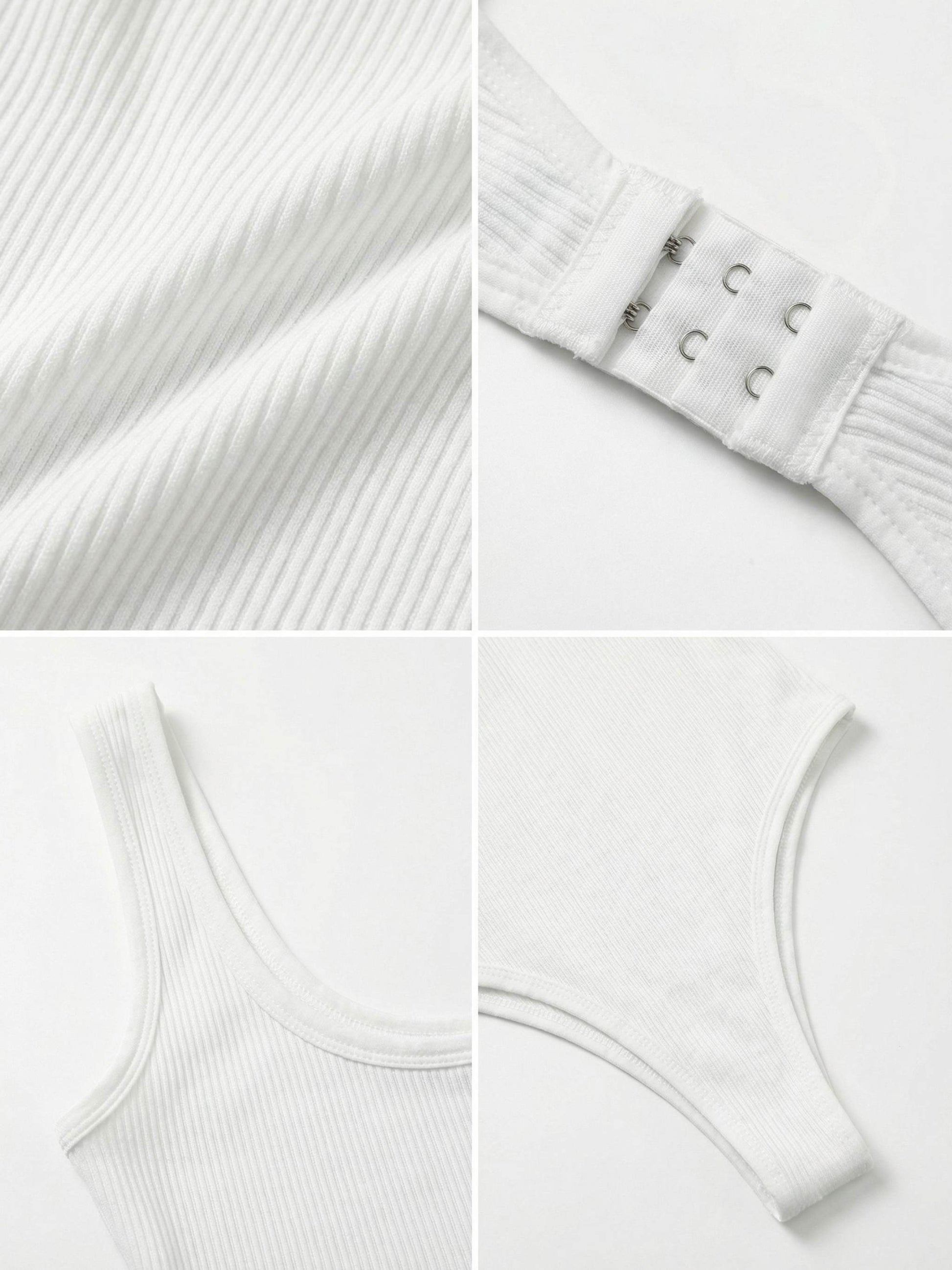 Shapies Ribbed Daily Bodysuit in white, multi-angle collage