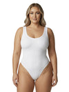 Shapies Ribbed Daily Bodysuit in white, front view