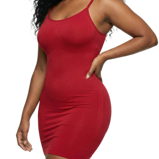Shapies Shaping Dress in red, three-quarter angle view