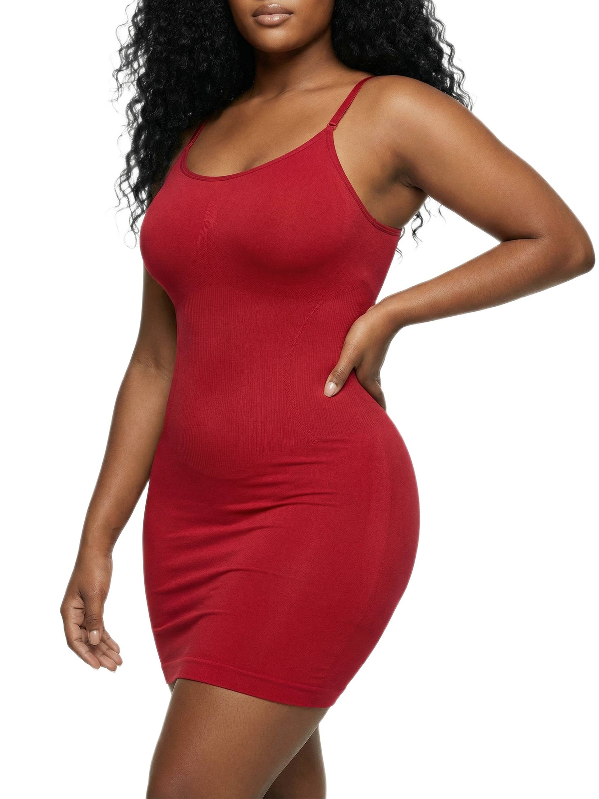Shapies Shaping Dress in red, three-quarter angle view