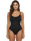 Shapies Snatched Bodysuit in black, front view