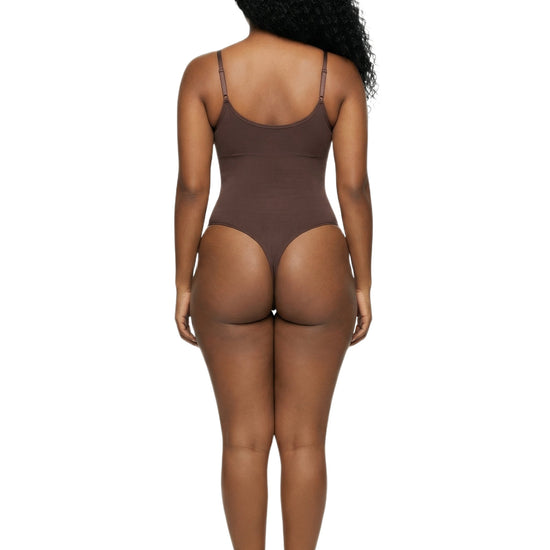 Shapies Snatched Bodysuit in brown, back view