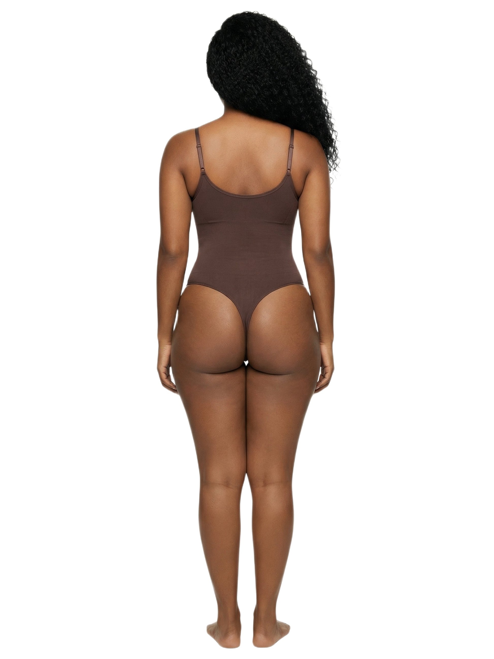 Shapies Snatched Bodysuit in brown, back view