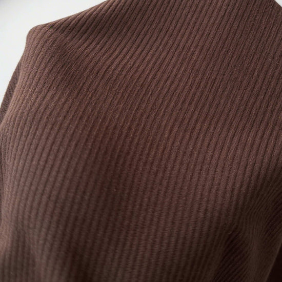 Shapies Ribbed Daily Bodysuit in brown, close-up detail