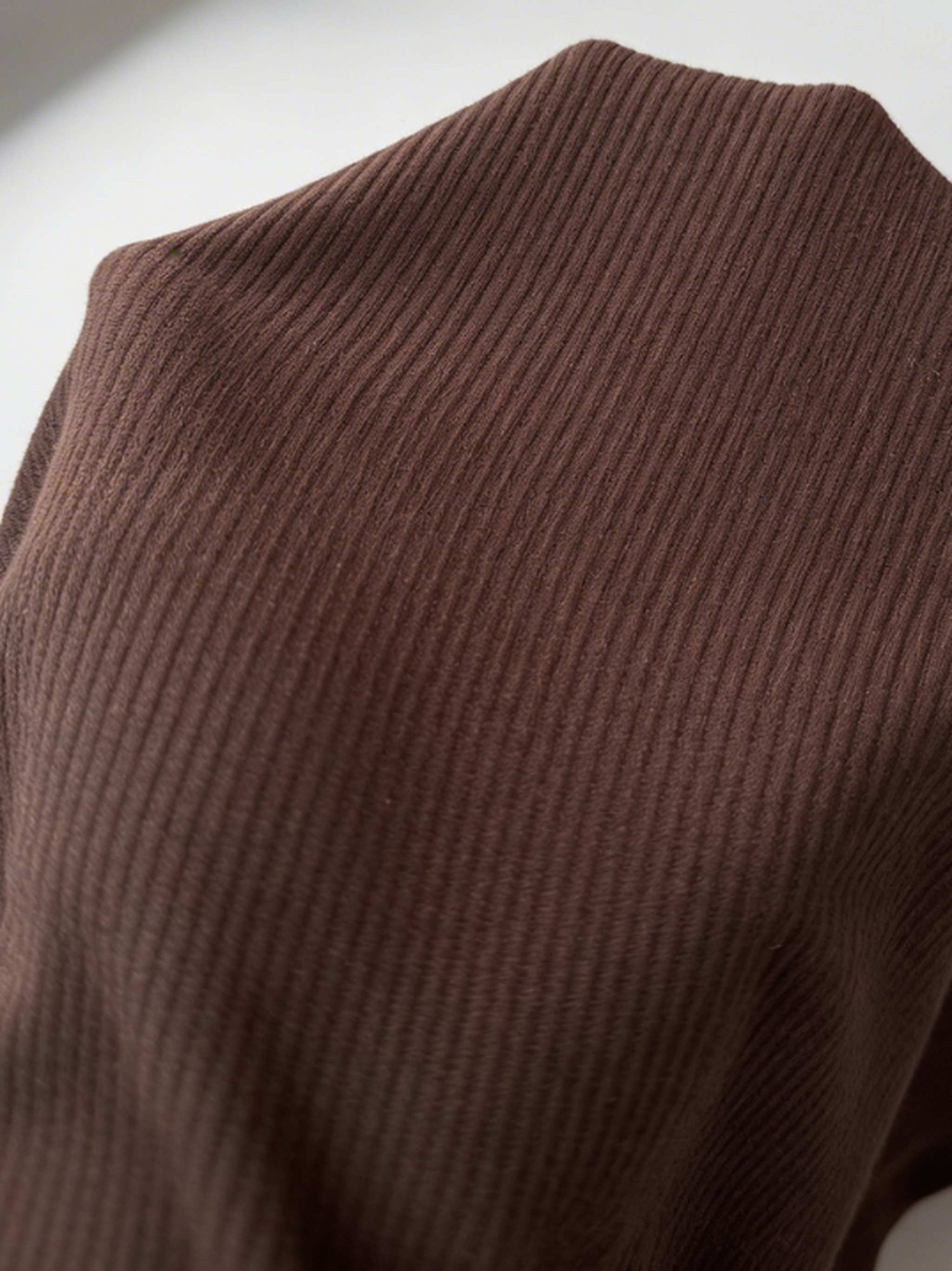 Shapies Ribbed Daily Bodysuit in brown, close-up detail