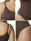 Shapies Snatched Bodysuit in brown, close-up detail