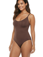 Shapies Snatched Bodysuit in brown, three-quarter angle view