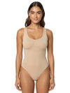 Shapies Wide Strap Bodysuit in beige, front view