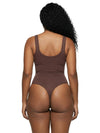 Shapies Wide Strap Bodysuit in brown, back view