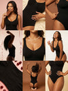 Shapies Wide Strap Bodysuit in black, lifestyle photo