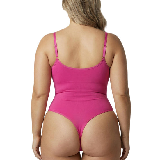 Shapies Zip-Front Bodysuit in pink, back view